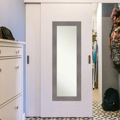 Silver Full Length Bathroom Mirror with Pinstripe Plank Frame