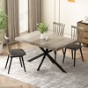 NicBex Retro Rectangular Expandable Dining Table with Antique Wood Top & Black Relief Plate, Cross Iron Base Stretch Dining Table with Storage Box - 3 of 4