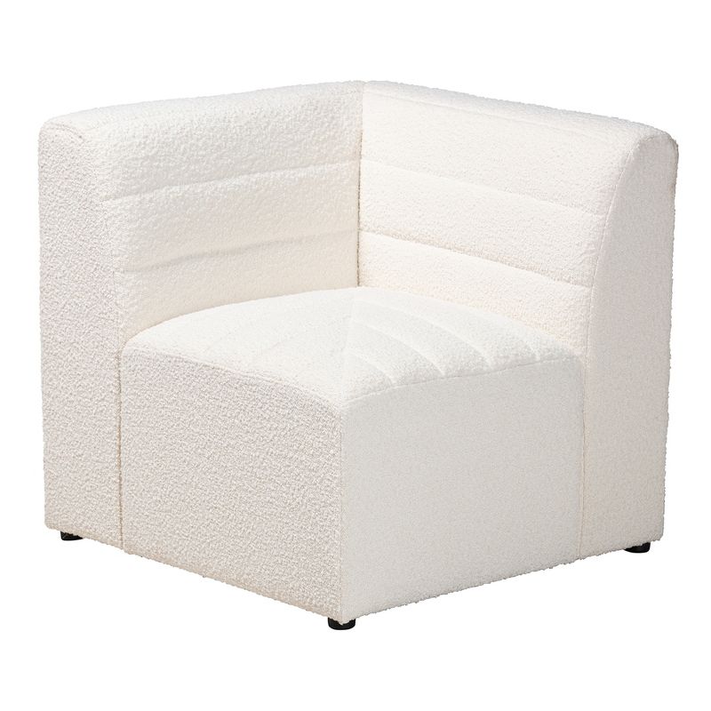 Baxton Studio Maya Modern White Boucle Fabric 5-Piece Modular Sectional Sofa, 5 of 10