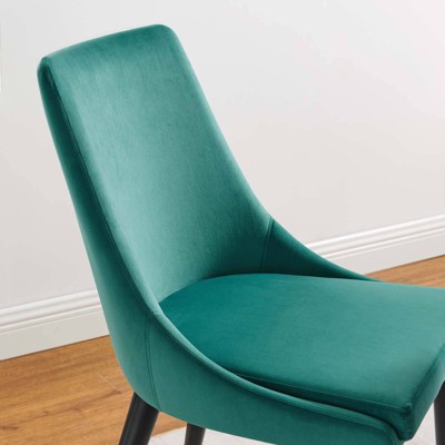 Teal Velvet Upholstered Dining Chair with Metal Legs