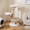 Costway 48.5” Solid Wood Cat Tree with Hanging Cradle Jute Scratching Post Perch Soft Plush - 2 of 4