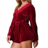 Women's Long Sleeve Velvet Romper - FANTASTIC FAWN - 2 of 3