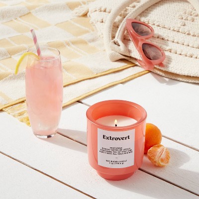 7oz Coral Exterior Painted Glass with Glass Lid Extrovert Peach Candle Orange - Opalhouse&#8482;