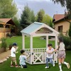 Racxily Outdoor Wooden Playhouse with Bench and Door - 3 of 4