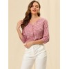 INSPIRE CHIC Women's Polka Dots 3/4 Sleeve Casual Button Front Shirt - 3 of 4
