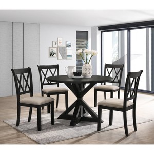 Roundhill Furniture Windvale Cross-Buck Wood 5-Piece Dining Set - 1 of 4