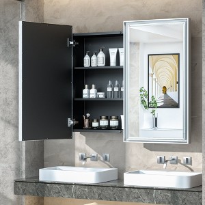 Keonjinn 36 in. W x 32 in. H  Metal Framed Silver Rectangular Framed Recessed/Surface Mount Medicine Cabinet with Mirror,Silver - 1 of 4
