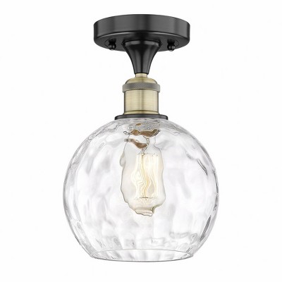 Athens Water Glass - 1 Light Semi-Flush Mount In Industrial Style-10.75 Inches Tall and 8 Inches Wide