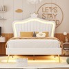NicBex Twin/Full/Queen Upholstered Platform Bed Frame with LED Lights,Princess Bed Frame with Crown Headboard for Girls,Easy Assembly,Noise-Free - 2 of 4