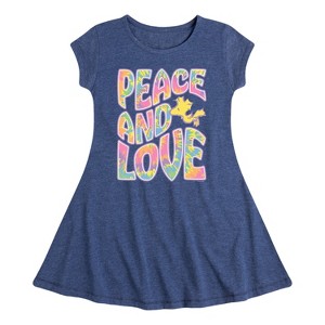 Girls' - Peanuts - Peace & Love Woodstock Fit & Flair Cap Sleeve Dress - 1 of 4