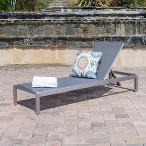 GDFStudio Wanderlust Outdoor Mesh and Aluminum Armless Adjustable Chaise Lounge - 1 of 4