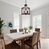 DORESshop 4-Light Black and Dark Wood Pendant Light Industrial Farmhouse Hanging Light with Metal Frame Shade No Bulb Included - 3 of 4