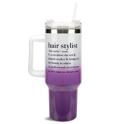 Elanze Designs Hair Stylist Definition Miracle Worker 40 oz. Stainless Steel, Large Water Bottle Coffee Mug, Spill & Leak Resistant, Thermal Travel