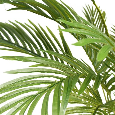 Green Pre-Potted Plastic Palm Tree in Black Planter, 4' x 2.5'
