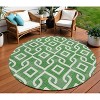 Emerald And Ivory Geometric Washable Indoor Outdoor Area Rug - 2 of 4