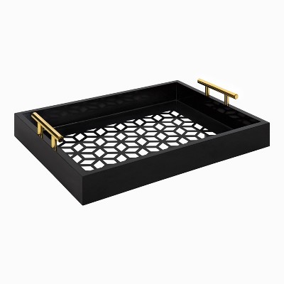 Kate and Laurel Caspen Tray, 12.25x16.5, Black