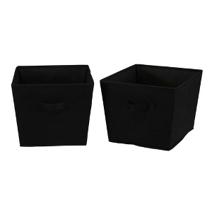 Household Essentials 2pk Medium Tapered Bins Black: Polyester Canvas Storage & Organization, Folds Flat, 10"x12"x14" - 1 of 4
