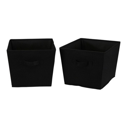 Collapsible Fabric Cube Storage Boxes, Set of 6, Grey/Black