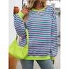 Clearlove Oversized Sweatshirt for Women 2025 Fall Crewneck Striped Long Sleeve Shirts Cute Top - 2 of 4