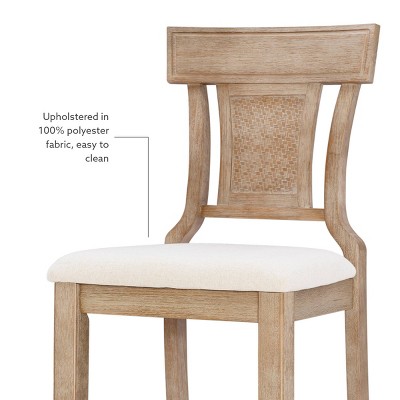 Rylan 30" Gray Wash Finish & Beige Linen Solid Wood Barstool