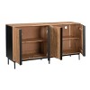 Treasure Trove Accents 4 Door Credenza Easton Natural/Black: Iron Surface, Acacia Frame, Divided Storage Cabinet - 3 of 4