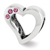 Black Bow Jewelry Sterling Silver Pink Crystal 2 Piece Heart Bead Charm - 2 of 4