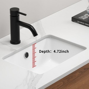 Hrinhom 15.6"W Rectangle Undermount Bathroom Sink Under Counter,Modern Porcelain Basin Sink Without Faucet - 1 of 4