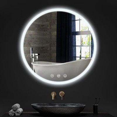 UNISOAR Round LED Bathroom Mirror with Lights