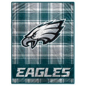 NFL Philadelphia Eagles Plaid Oversized Ultra Cozy Throw Blanket - 1 of 3
