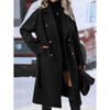 Clearlove Women's Long Winter Trench Coat Long Sleeve Notch Lapel Coat with Belt - 3 of 4