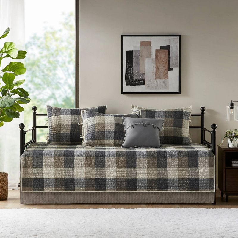 Madison Park Day Bed Warren 6pc Reversible Plaid Bedding Cover Set , 1 of 18