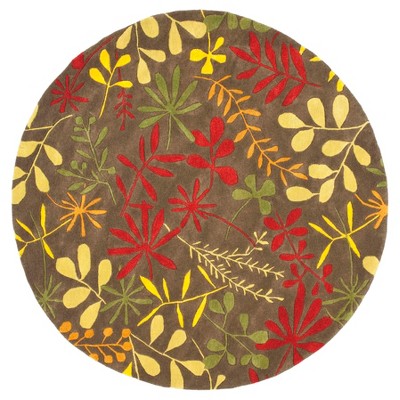  BrownBotanical Tufted Round Area Rug - (6' Round) - Safavieh 