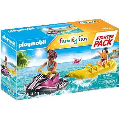 PLAYMOBIL Starter Pack Family Fun Jet Ski with Banana Boat, 10 Pieces, Ages 4-10 Years