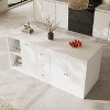 Famapy Stone-Patterned Kitchen Island Storage Cabinet & Dining Table: Easy-Clean Countertop Multi-Zone Organizer for Pantry & Cooking Essentials - 2 of 4