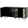 Modern TV Stand with Rattan Door Metal Handles Support Legs, Multi-functional Kitchen Sideboards Farmhouse Entertainment Center - 3 of 4