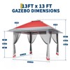 13x13 Gazebo Outdoor Canopy Shelter with Mosquito Netting 4 Stanbags Instant Gazebo Tent for Lawn,Garden,Backyard Deck - 3 of 4