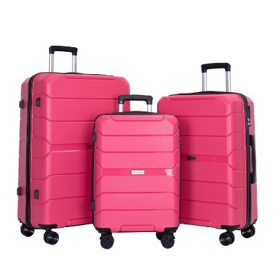 Wooakway Hardshell Suitcase Spinner Wheels PP Luggage Sets Lightweight Suitcase with TSA Lock,3-Piece Set