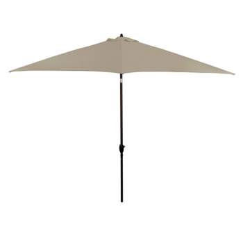 11' x 11' Aluminum Market Polyester Umbrella with Crank Lift Beige - Astella