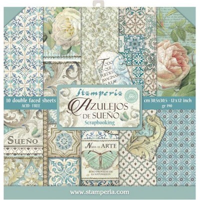 Stamperia Double-Sided Paper Pad 12"X12" 10/Pkg-Azulejos