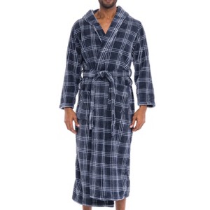 ADR Men's Robe, Plush Fleece Hooded Bathrobe Man, Long Warm Cozy Bath Robe Man - 1 of 4