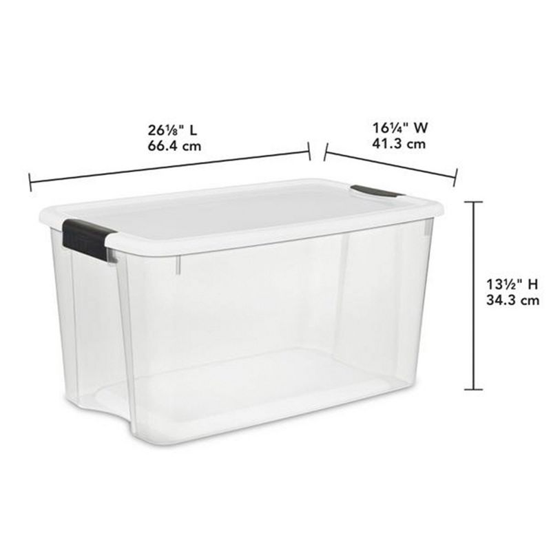 Sterilite 4 Sets of 70-Quart & 6 Sets of 18-Quart Heavy-Duty Stackable Storage Container Tote, Clear Base w/White Latch lid for Home Organization, 2 of 7