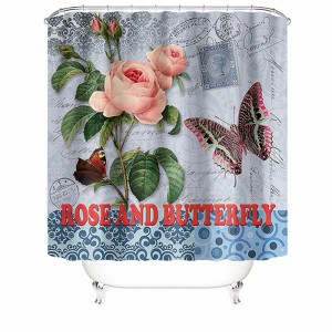 Roses And Butterflies Shower Curtains for Bathroom Waterproof Fabric Bath Curtain Durable Soft Stylish Bathroom Decor 72x72 Inch - 1 of 1