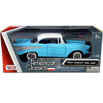 1957 Chevrolet Bel Air Light Blue with White Top "American Classics" 1/24 Diecast Model Car by Motormax