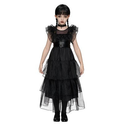 Joyfy Halloween Costume Set for Girls Dark Vintage Prom Dress, Kids Black Family Costume, Black Gothic Dress Costume
