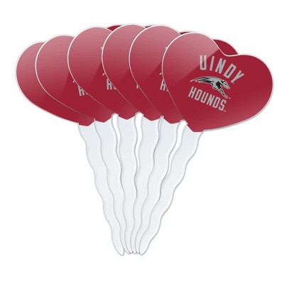 University of Indianapolis Greyhounds Heart Love Cupcake Picks Toppers Decoration Set of 6