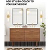 Matte Black Metal Framed Mirror, Stylish Rounded Corner Design, Versatile Vanity Mirror for Bathroom, Hung Horizontally or Vertically - 4 of 4