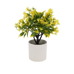 Unique Bargains Artificial Plants Coin Chrysanthemum with Cylinder Vase Plastic 3.15"x3.15"x9.45" 1 Pc - 1 of 4