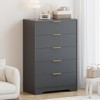 Dresser for Bedroom with 5 Drawers, Wave Fluted Modern Chest of Drawers, Tall Wood Storage Organizer - 4 of 4