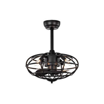 3-Blade Monti Fandelier with Caged Metal Frame Black - Warehouse Of Tiffany
