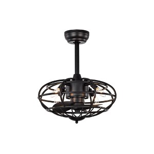 3-Blade Monti Fandelier with Caged Metal Frame Black - Warehouse Of Tiffany - 1 of 4